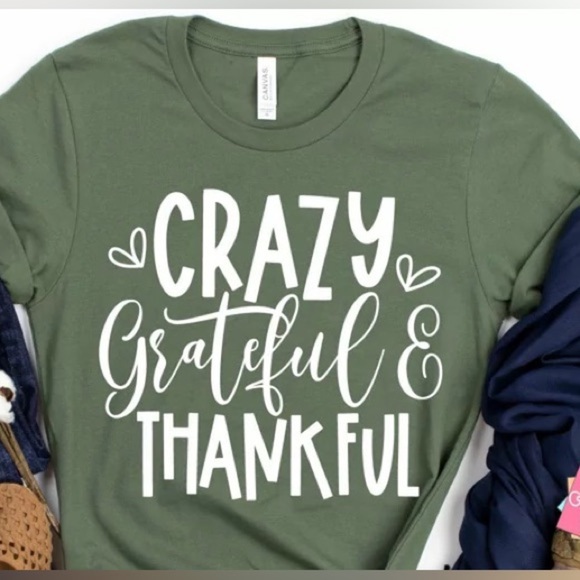 Crazy Thankful Graphic Fall Tee Shirt S-4X - Picture 1 of 2